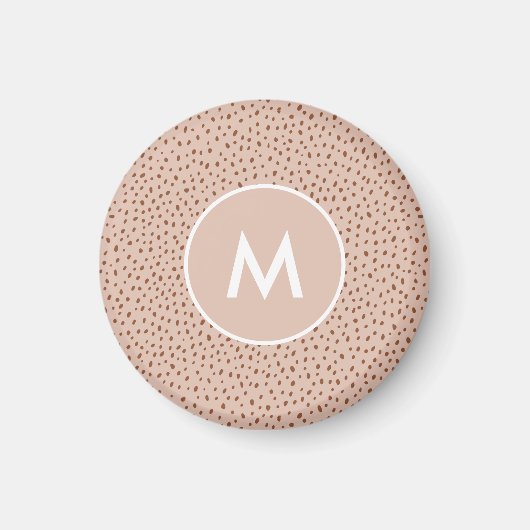 Trendy Beige Monogram met Terracotta Boho Brown Magneet (Voorkant)
