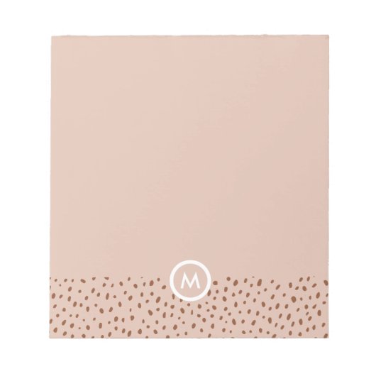 Trendy Beige Monogram met Terracotta Boho Brown Notitieblok (Voorkant)