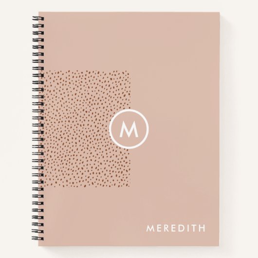 Trendy Beige Monogram met Terracotta Boho Brown Notitieboek (Voorkant)