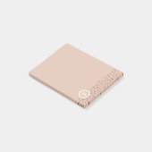 Trendy Beige Monogram met Terracotta Boho Brown Post-it® Notes (Schuin)