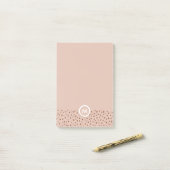 Trendy Beige Monogram met Terracotta Boho Brown Post-it® Notes (Op bureau)