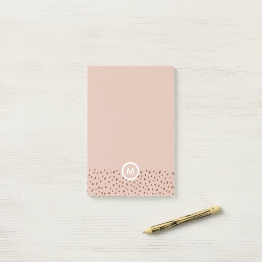 Trendy Beige Monogram met Terracotta Boho Brown Post-it® Notes (Op bureau)