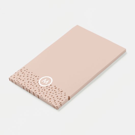 Trendy Beige Monogram met Terracotta Boho Brown Post-it® Notes (Schuin)