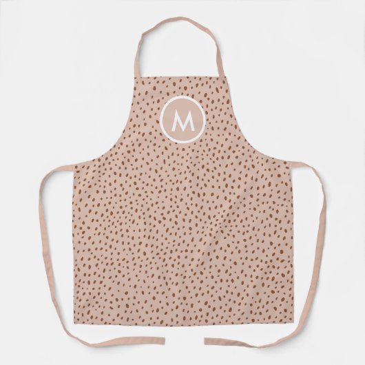 Trendy Beige Monogram met Terracotta Boho Brown Schort (Voorkant)