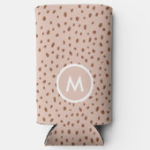 Trendy Beige Monogram met Terracotta Boho Brown Seltzer Blikjeskoeler (Voorkant)