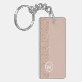 Trendy Beige Monogram met Terracotta Boho Brown Sleutelhanger (Voorkant Links)