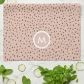 Trendy Beige Monogram met Terracotta Boho Brown Theedoek (Gevouwen)