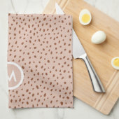 Trendy Beige Monogram met Terracotta Boho Brown Theedoek (Quarter Fold)