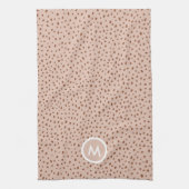 Trendy Beige Monogram met Terracotta Boho Brown Theedoek (Verticaal)