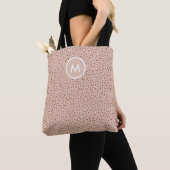 Trendy Beige Monogram met Terracotta Boho Brown Tote Bag (Dichtbij)