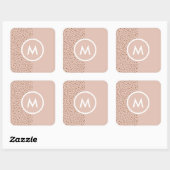 Trendy Beige Monogram met Terracotta Boho Brown Vierkante Sticker (Vel)