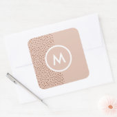 Trendy Beige Monogram met Terracotta Boho Brown Vierkante Sticker (Envelop)