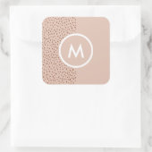 Trendy Beige Monogram met Terracotta Boho Brown Vierkante Sticker (Tas)