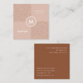 Trendy Beige Monogram met Terracotta Boho Brown Vierkante Visitekaartje (Voorkant / Achterkant)
