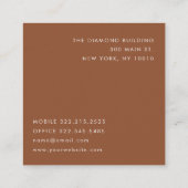 Trendy Beige Monogram met Terracotta Boho Brown Vierkante Visitekaartje (Achterkant)