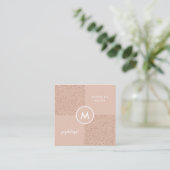 Trendy Beige Monogram met Terracotta Boho Brown Vierkante Visitekaartje (Staand voorkant)