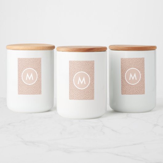 Trendy Beige Monogram met Terracotta Boho Brown Voedselcontainer Etiket (Flessen)