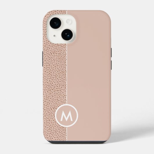 Trendy Beige Monogram met Terracotta Boho Bruin iPhone Hoesje (Achterkant)