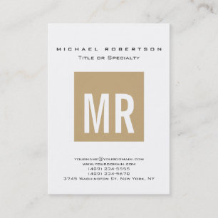 Trendy Beige Monogram White Visitekaartje