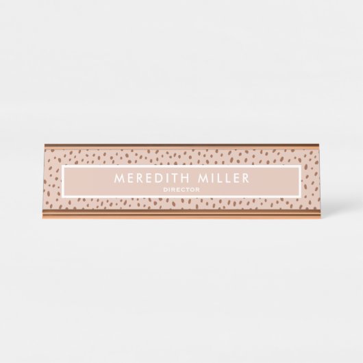 Trendy Beige Naam met Terracotta Boho Brown Bureau Naambordje (Voorkant)