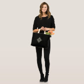 Trendy Beige on Black Diamond Monogram Mini Tote Bag (Voorkant (model))