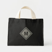 Trendy Beige on Black Diamond Monogram Mini Tote Bag (Voorkant)
