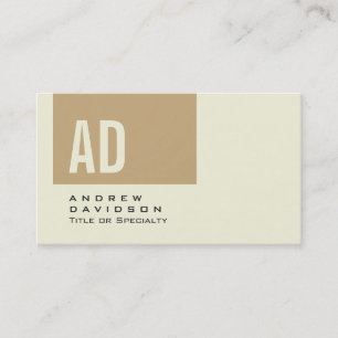 Trendy Beige Streep Monogram Stijlvol Visitekaartj Visitekaartje