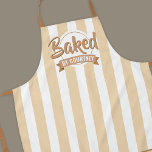 Trendy Beige Stripes Girly Bakery Chef Caterer Schort<br><div class="desc">Modern caterer personalized apron design with pastel beige stripes background, trendy handwritten fonts and a simple layout. This neutral aesthetic baker apron feature soft cream aesthetic or you can edit the colors to any colors you like - great for pastry chefs, bakers and caterers. Add your brand name or logo...</div>