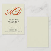 Trendy Beige Vertical Red Monogram Visitekaartje (Voorkant / Achterkant)