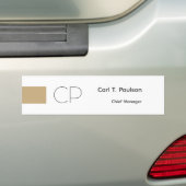 Trendy Beige Wit Monogram Minimalistische Creëer Bumpersticker (Op auto)