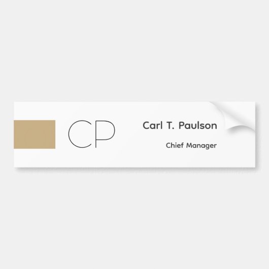 Trendy Beige Wit Monogram Minimalistische Creëer Bumpersticker (Voorkant)