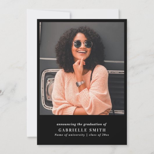 Trendy belettering afstudeerfeest kaart (Achterkant)