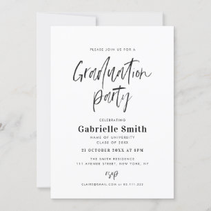 Trendy belettering afstudeerfeest kaart