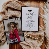 Trendy belettering afstudeerfeest uitnodiging