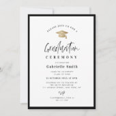 Trendy belettering afstuderen ceremonie uitnodigin kaart (Voorkant)