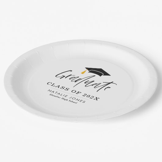 Trendy belettering afstuderen papieren bordje (Gekanteld)