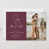 trendy belettering bordeaux bruiloft Save the Date (Voorkant)