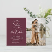 trendy belettering bordeaux bruiloft Save the Date (Staand voorkant)