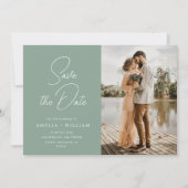 trendy belettering bruiloft salie groen Save the D Save The Date (Voorkant)