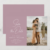 trendy belettering stoffige roos bruiloft Save the Date (Voorkant / Achterkant)