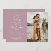 trendy belettering stoffige roos bruiloft Save the Save The Date (Voorkant / Achterkant)