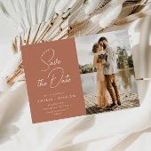 trendy belettering terracotta bruiloft Save the Da Date