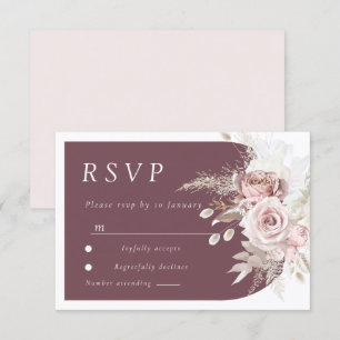 Trendy Berry Blush Ivory Boho Arch Wedding RSVP Kaartje