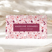 Trendy Berry Paars & Pink Terrazzo Visitekaartje