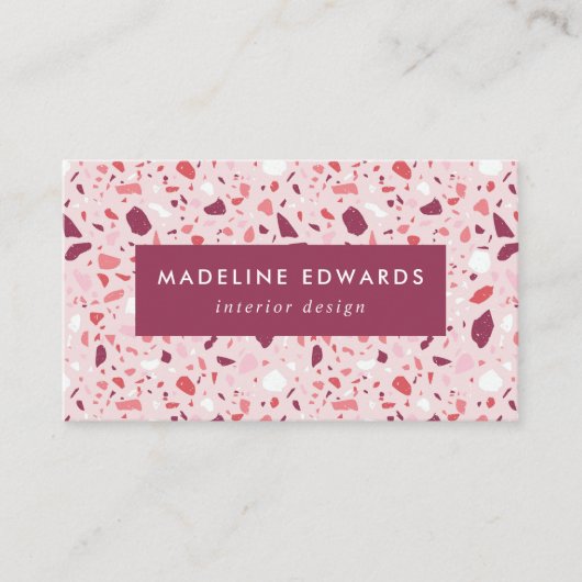 Trendy Berry Paars & Pink Terrazzo Visitekaartje (Voorkant)