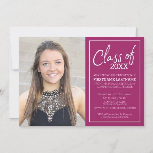 Trendy Berry Polka Graduation Party Aankondiging (Voorkant)