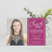 Trendy Berry Polka Graduation Party Aankondiging (Staand voorkant)