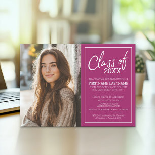 Trendy Berry Polka Graduation Party Aankondiging