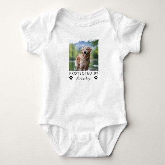 Trendy Beschermd Door Hond Aangepaste Foto en teks Romper (Voorkant)