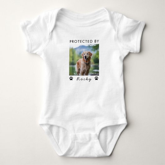 Trendy Beschermd Door Hond Aangepaste Foto En Teks Romper (Voorkant)